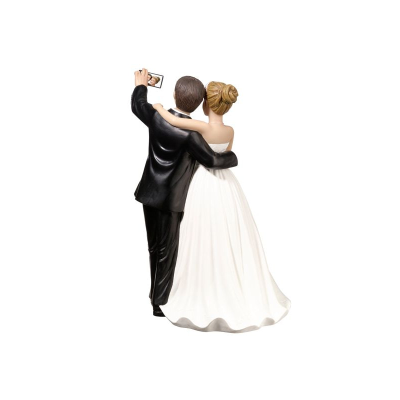 Figurine de mariage selfie en résine pour orner la pièce montée