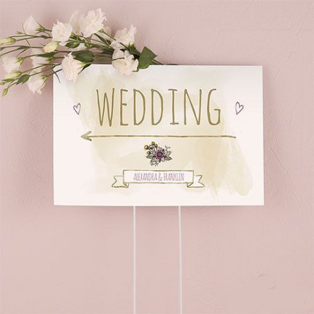 La pancarte personnalisée couronne de fleurs La pancarte personnalisée couronne de fleurs