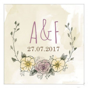 Les 2 cartes personnalisées couronne de fleurs