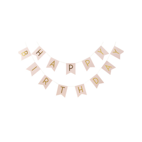 La bannière happy birthday or et rose La bannière happy birthday or et rose