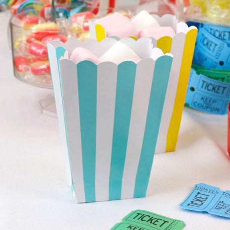 Les 5 cartons à pop corn à rayures (9 coloris) Les 5 cartons à pop corn à rayures (9 coloris)