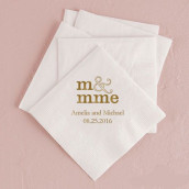 Les 50 serviettes personnalisées M&Mme 16,5cm