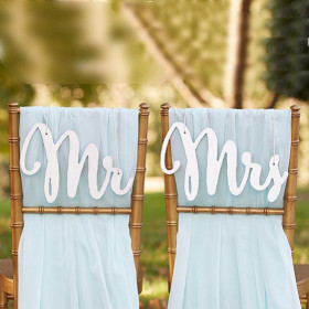 Les écriteaux Mr & Mrs or