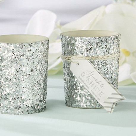 Le photophore glitter argent Le photophore glitter argent