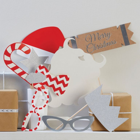 Le kit photobooth noel argent Le kit photobooth noel argent