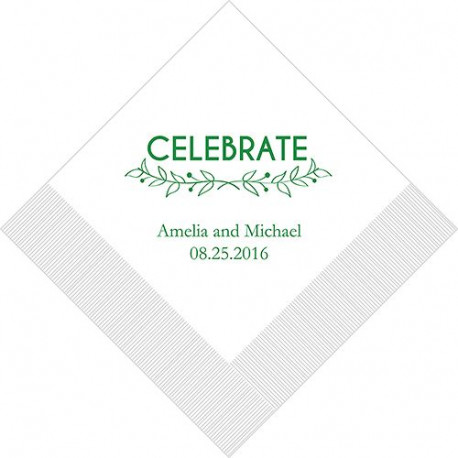 Les 80 serviettes personnalisées celebrate 10,8x20cm Les 80 serviettes personnalisées celebrate 10,8x20cm