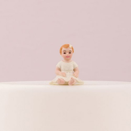 Figurine Bapteme Fille Pour Gateau En Porcelaine Peinte A La Main