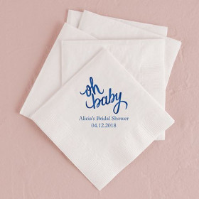 Les 100 serviettes personnalisées oh baby 12,5cm