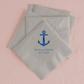 Les 100 serviettes personnalisées ancre 12,5cm