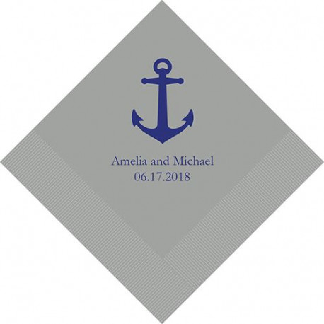 Les 100 serviettes personnalisées ancre 16,5cm