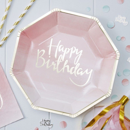 Assiette Carton Rose Et Dore Pour Candy Bar Anniversaire Fille