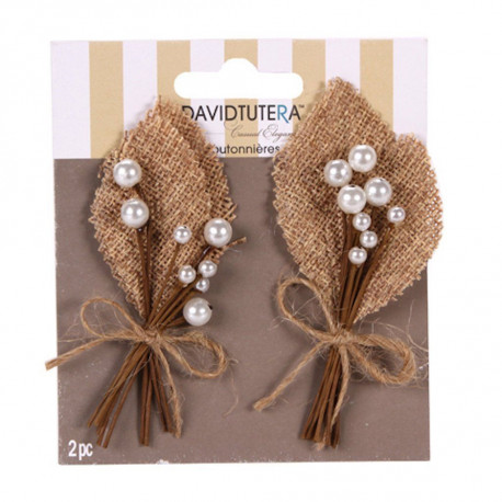 La boutonnière toile de jute et perles par 2 La boutonnière toile de jute et perles par 2