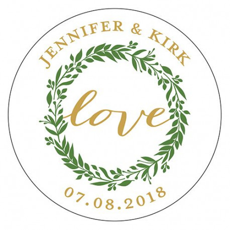 Sticker mariage personnalisé couronne champetre love