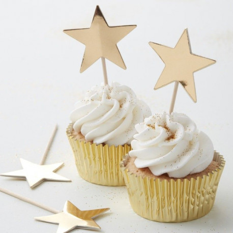 Les 10 pics à cupcake étoile or Les 10 pics à cupcake étoile or
