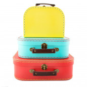Le set de 3 valises rouge, bleu et jaune
