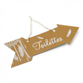 La pancarte flèche boho toilettes