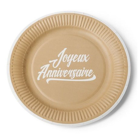 Assiette En Carton Kraft Anniversaire Vaisselle Jetable Vintage