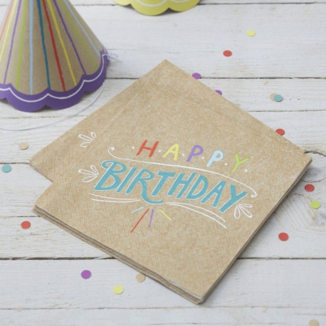 Les 20 serviettes en papier kraft anniversaire Les 20 serviettes en papier kraft anniversaire