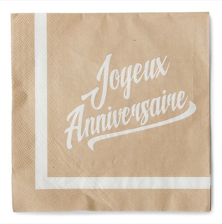 Serviette En Papier Anniversaire Kraft Pour Decoration De Table