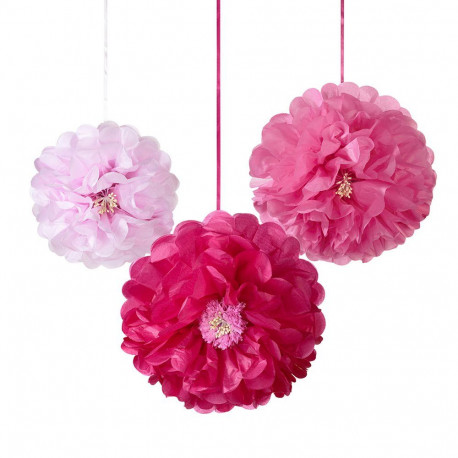 Les 3 pivoines en papier rose Les 3 pivoines en papier rose