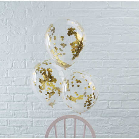 Les 5 ballons confettis or Les 5 ballons confettis or