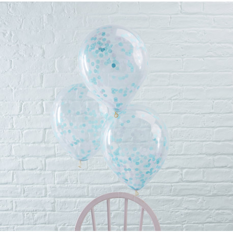 Les 5 ballons confettis bleu Les 5 ballons confettis bleu