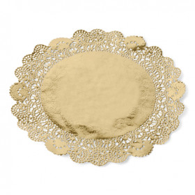 50 Feuilles Napperons Papier Dentelle Rond Doré 8 Pouces - Décoration Table Mariage Anniversaire