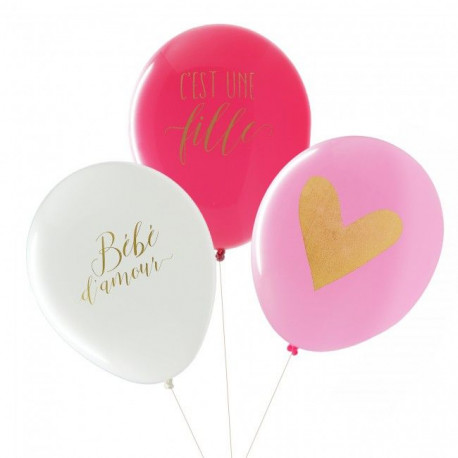 BALLONS BABY SHOWER FILLE x6