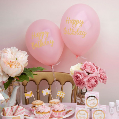 Les 8 ballons happy birthday rose Les 8 ballons happy birthday rose