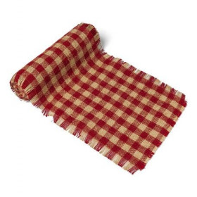 Le chemin de table toile de jute vichy rouge