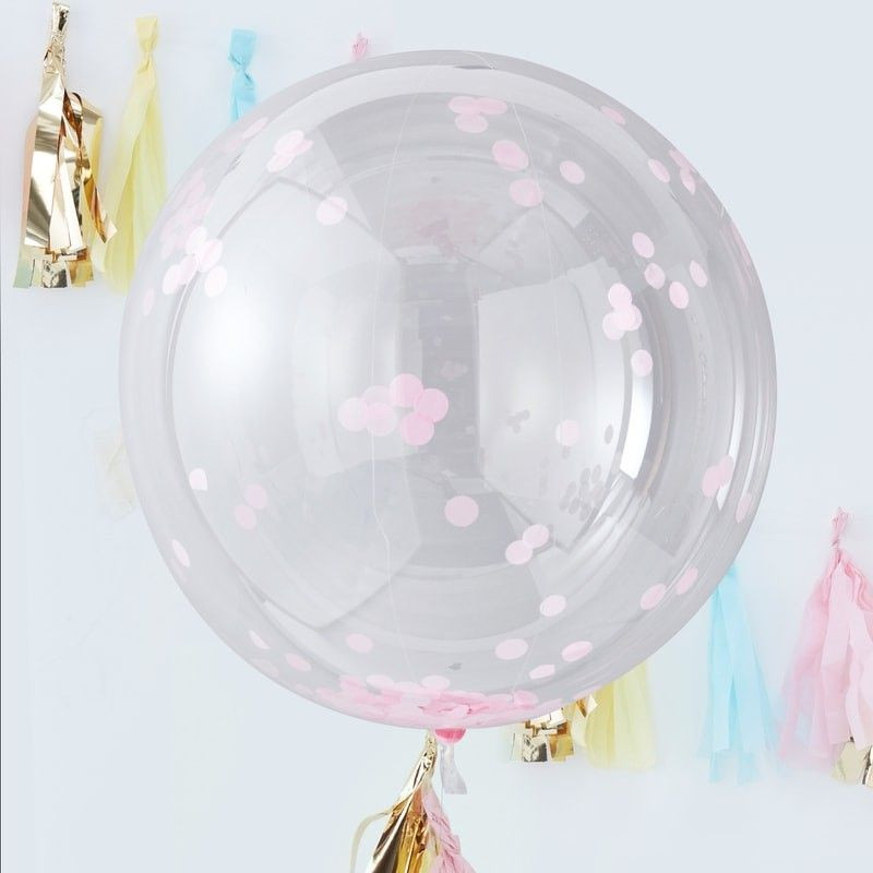 Ballon confettis rose geant 90cm, décorez votre salle en rose