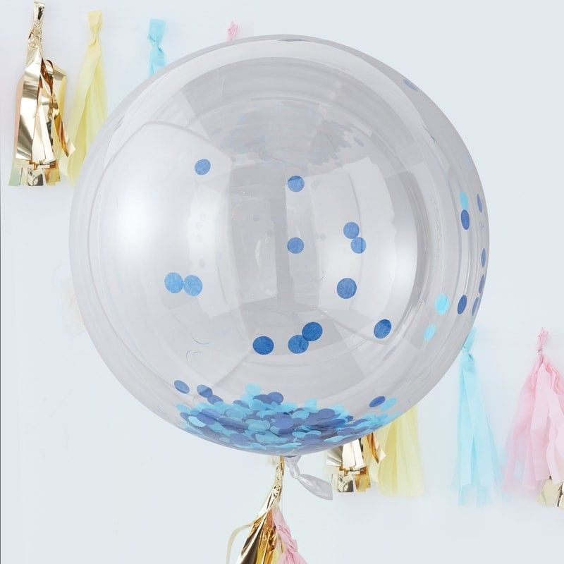 Gros ballon gonflable confettis bleus pour décoration de salle