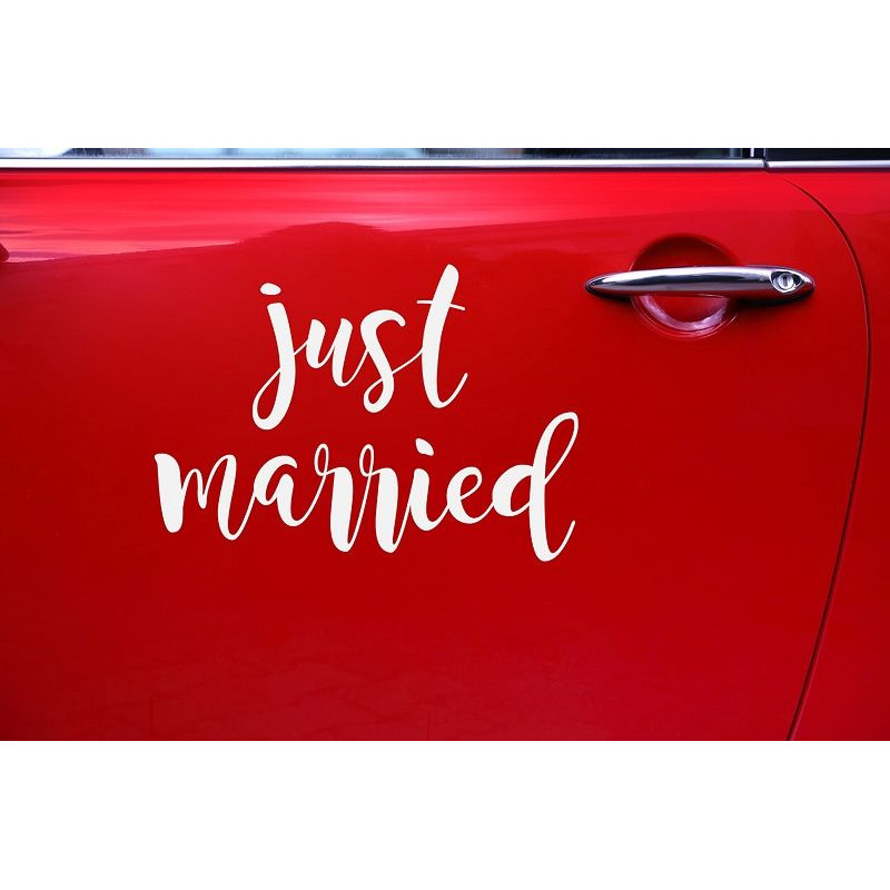 Just Married Autocollant Mariage se marier deco voiture vitre arrière brautauto