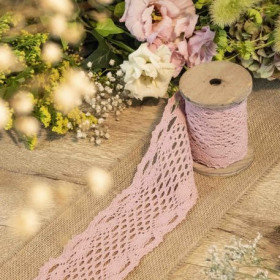 Le ruban de dentelle rose 8,5cmx3m