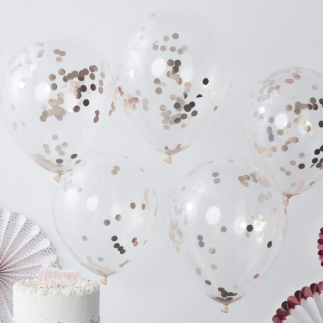 Les 5 ballons confettis rose