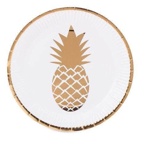 Assiette Carton Ananas Dore Pour Decoration De Fete Tropicale