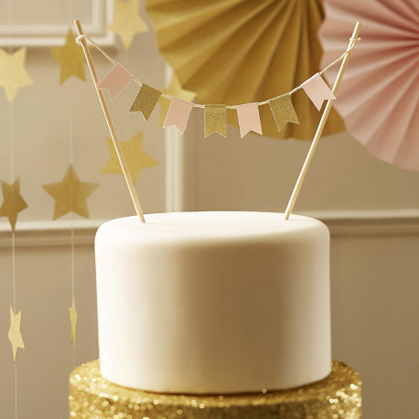 La mini bannière pour gâteau rose et or La mini bannière pour gâteau rose et or