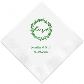 Les 100 serviettes personnalisées couronne champêtre 16,5cm