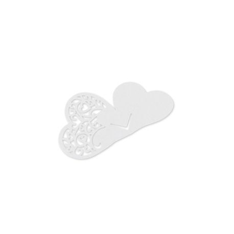 Le marque place double coeur en dentelle de papier (par 10)