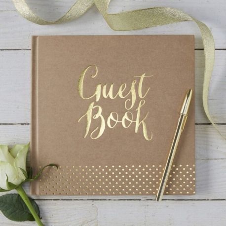 Le livre d'or guestbook kraft et or Le livre d'or guestbook kraft et or