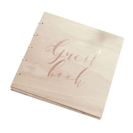 Le livre d’or Guestbook cuivre en bois