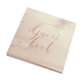 Le livre d’or Guestbook cuivre en bois