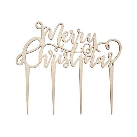 Le pic à gâteau merry christmas en bois Le pic à gâteau merry christmas en bois