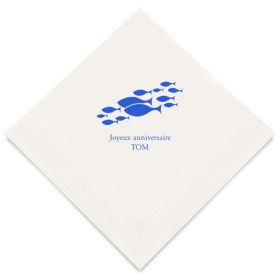 Les 50 serviettes personnalisées anniversaire poisson 12,5cm