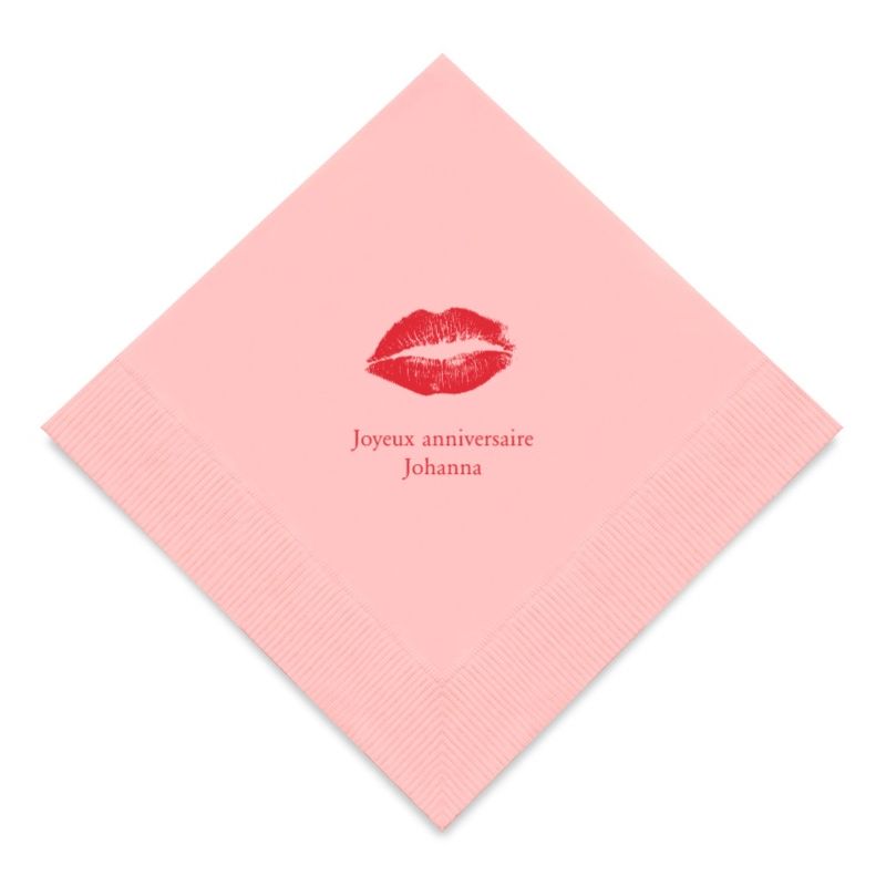 Serviette papier personnalisée anniversaire fille baiser