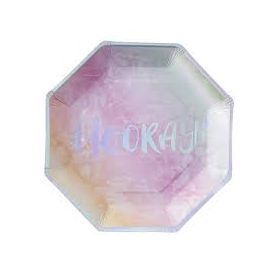 Les assiettes en carton iridescent (x8)