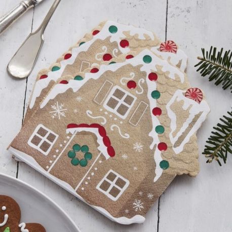 Les 16 serviettes en papier noel maison pain d'épice Les 16 serviettes en papier noel maison pain d'épice
