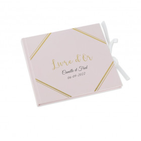 Le livre d'or rose poudré et or