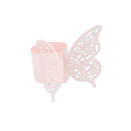 Rond De Serviette Papillon Rose Poudre Deco Champetre