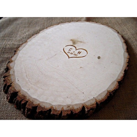 naturel Plaque en bois rustique de Noël en forme de rondin de bois pour décoration de mariage Medium Bois 30cm - 37cm 